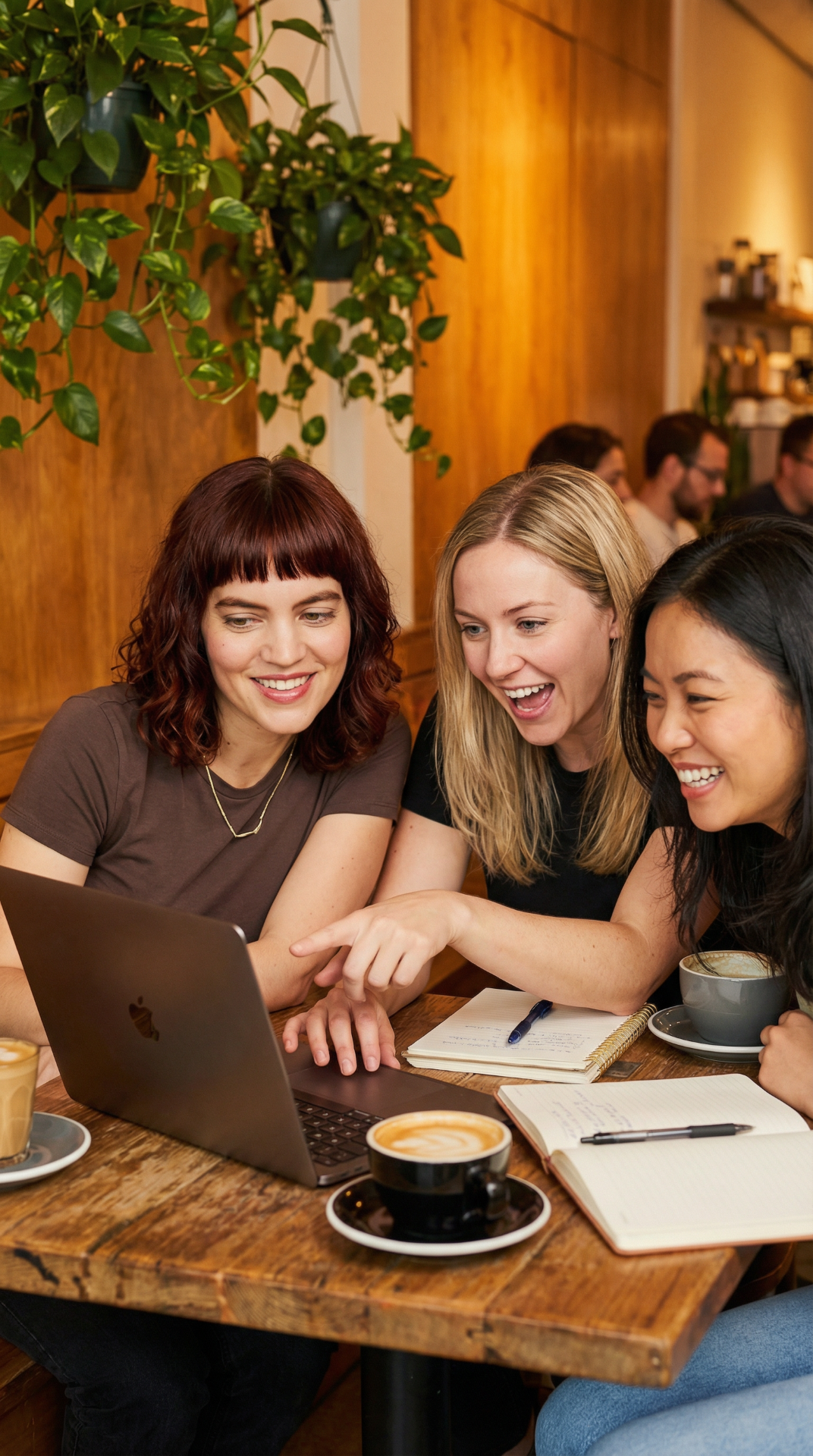 Women collaborating on laptops